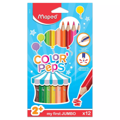 Creioane colorate, 12 culori/set, Maped Color`Peps My First Jumbo