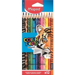 Creioane colorate, 12 culori/set, Maped Color`Peps Animals