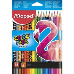 Creioane colorate, 18 culori/set, Maped Color`Peps Animals