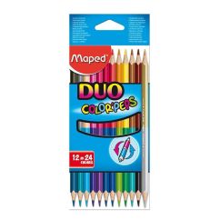 Creioane colorate, 12 culori/set duo, Maped Color`Peps