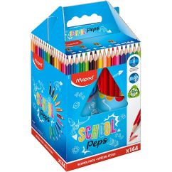 Creioane colorate, 144 culori/set, Maped School`Peps