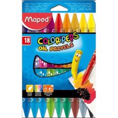 Creioane cerate, pe baza de ulei, 18 culori/set, Maped Color`Peps