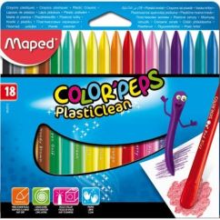 Creioane cerate, 18 culori/set, Maped Color`Peps Plasticlean