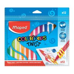 Creioane cerate, 12 culori/set, Maped Color`Peps Twist