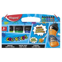 Culori Guase, ultra-lavabile, 75 ml, 6 culori/set (culori secundare), Maped Color'Peps