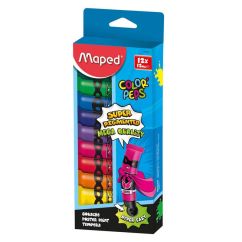 Tempera, 12 ml, 12 culori/set, cutie carton Maped Color'Peps