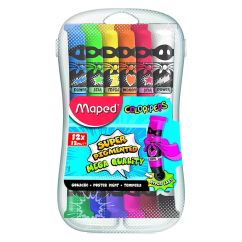 Tempera, 12 ml, 12 culori/set, cutie plastic Maped Color'Peps
