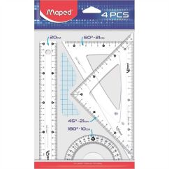 Set geometrie, 4 piese, 20 cm, Maped Essentials