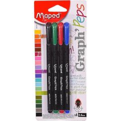 Fineliner, culori asortate, 4 buc/set, Maped Graph'Peps