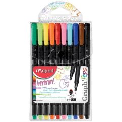 Fineliner, culori asortate, 10 buc/set, Maped Graph'Peps