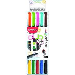 Fineliner, culori asortate, 5 buc/set, Maped Graph'Peps Duo