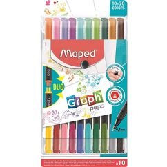 Fineliner, culori asortate, 10 buc/set, Maped Graph'Peps Duo