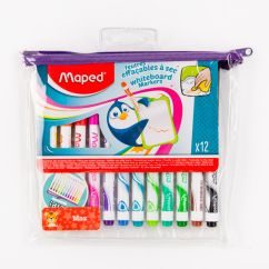 Marker Whiteboard, 12 culori/set, Maped Marker'Peps