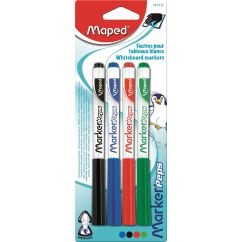 Marker Whiteboard, 4 culori/set, Maped Marker'Peps