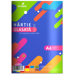 Hartie glasata autocolanta, 24x34 cm, 6 coli/set, diverse culori, Ecada