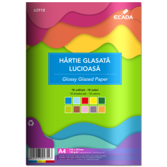 Hartie glasata lucioasa, 24x34 cm, 10 coli/set, diverse culori, Ecada