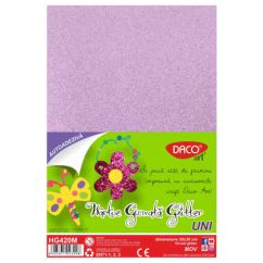 Hartie gumata glitter A4 (20x30 cm), autoadeziva, 10 coli/set, mov, Daco