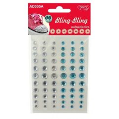 Accesorii creatie, imitatie diamante, 66 buc/set, albastru/argintiu, Daco