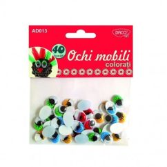 Accesorii creatie, ochi mobili, plastic, 16 mm, 40 buc/set, diferite culori, Daco