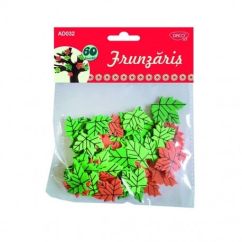 Accesorii creatie, frunze, spuma, 60 buc/set, portocaliu/verde, Daco---EOL---