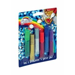 Lipici cu sclipici, 6 ml, 6 buc/set, diferite culori, Standard