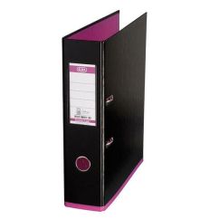 Biblioraft plastifiat int-ext A4, 80mm, negru/roz, Elba MyColour
