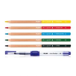 Creioane colorate, cu acuarela si pensula cu rezervor, 5 culori/set, diferite culori, Milan