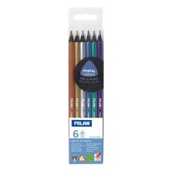 Creioane colorate, tip metalizat, 6 culori/set, diferite culori, Milan