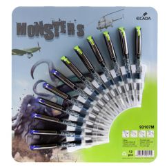 Stilou, penita medie, plastic, imprimeu Monsters, Ecada