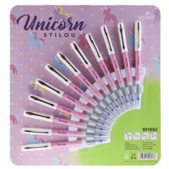Stilou, penita fina, plastic, imprimeu Unicorn, Ecada