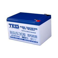 Acumulator stationar, 12V, 12.5Ah, F2 AGM VRLA, TED Electric