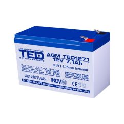 Acumulator stationar, 12V, 7.1Ah, F1 AGM VRLA, TED Electric