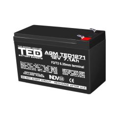Acumulator stationar, 12V, 7.1Ah, F2 AGM VRLA, TED Electric