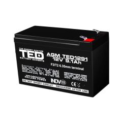 Acumulator stationar, 12V, 9.1Ah, F2 AGM VRLA, TED Electric