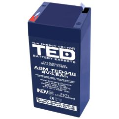 Acumulator stationar, 4V, 4.6Ah, F1 AGM VRLA, TED Electric