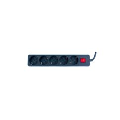 Prelungitor, 5 prize schuko, 5m, cablu 3x1mm, intrerupator, negru, TED Electric