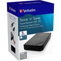 Hard disk extern (HDD), USB 3.0, 3TB, negru, Verbatim Store
