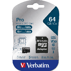 Card de memorie micro SDXC, pro, cu adaptor, 64GB, Verbatim