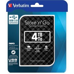 Hard disk extern (HDD), USB 3.0, 4TB, negru, Verbatim