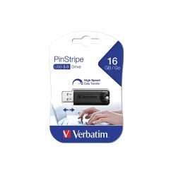 Memorie stick USB 3.0, 16GB, V3, negru, Verbatim Pinstripe