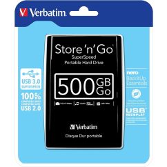 Hard disk extern (HDD), USB 3.0, 2.5inch, 500GB, negru, Verbatim