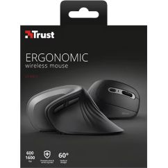 Mouse wireless, 1600 dpi, ergonomic, negru, Trust Verro