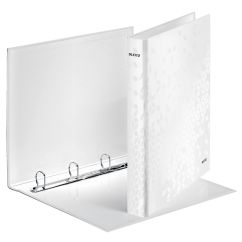 Caiet mecanic A4, 4 inele/D25mm, alb metalizat, Leitz Wow