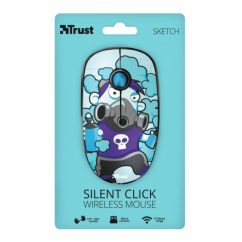 Mouse wireless, 1800 dpi, multicolor, Trust Silent Click
