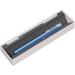 Stilou, penita fina, otel inoxidabil placat cu crom, albastru metalizat, Waterman Allure