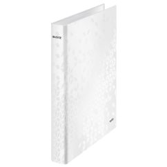 Caiet mecanic A4, 2 inele/D25mm, 40mm, alb metalizat, Leitz WOW