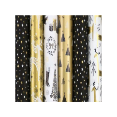 Hartie de impachetat cadouri, 70cm x 2m/rola, Rotolux Golden Wintertime