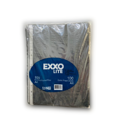 Folii de protectie A4,  40 microni, 100 buc/set, negru transparent, Exxo