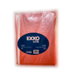 Folii de protectie A4,  40 microni, 100 buc/set, rosu transparent, Exxo