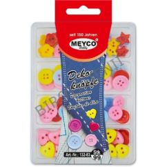 Accesorii creatie, nasturi plastic, 99 buc/set, diferite forme si culori, Meyco